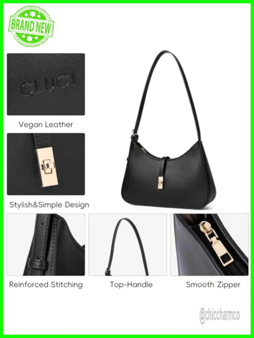 Vegan Leather Hobo Shoulder Bag Crossbody Purse with Adjustable Strap